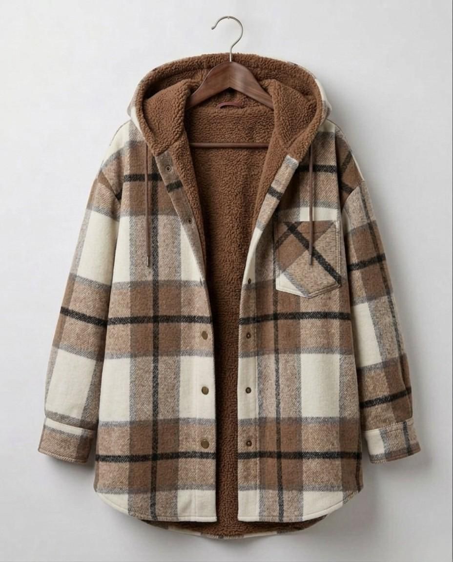 PIPER | Hooded shacket with flannel fabric - Liora Melbourne