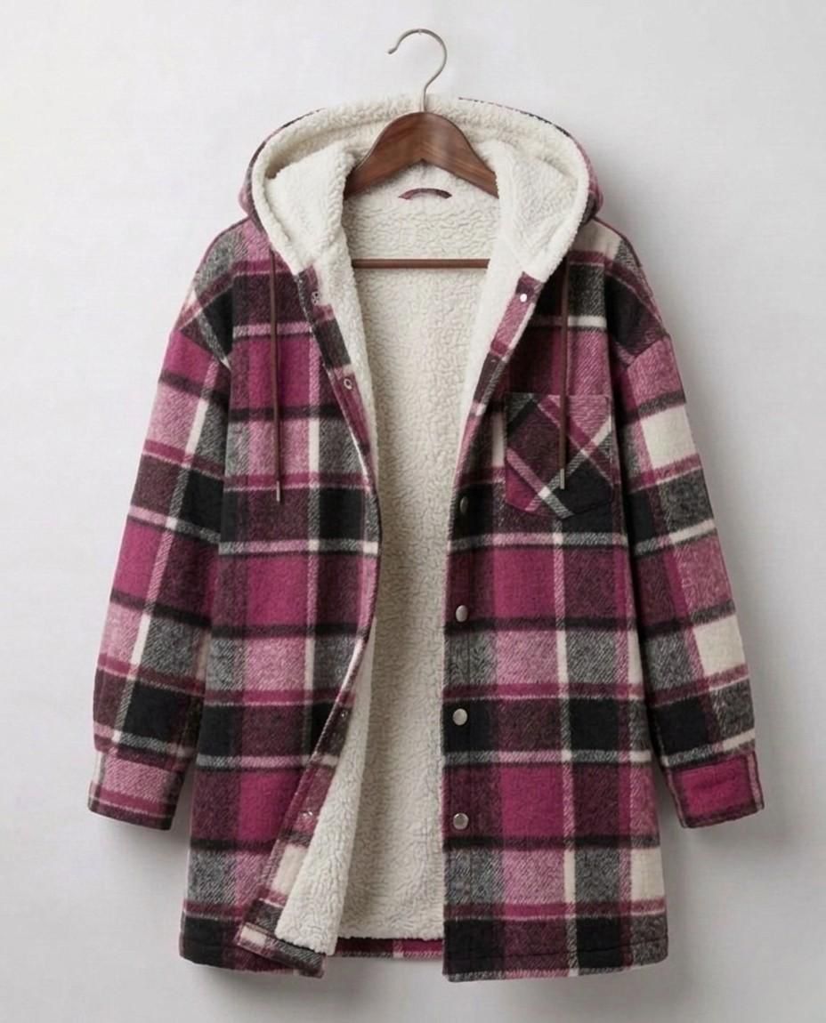 PIPER | Hooded shacket with flannel fabric - Liora Melbourne
