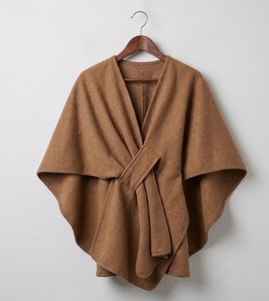 MARINA | Caped fleece shawl with open front - Liora Melbourne