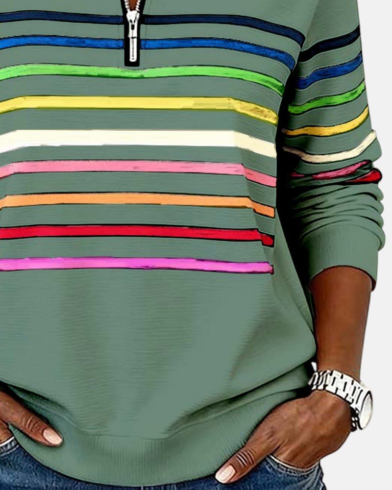 WREN | Zip sweatshirt with rainbow stripes - Liora Melbourne
