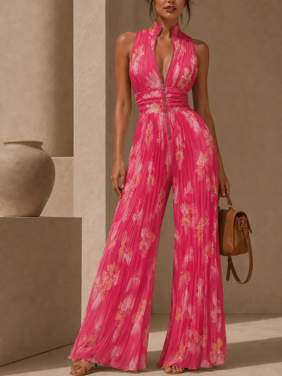 CAELIA | Wide-leg jumpsuit with pleated front - Liora Melbourne
