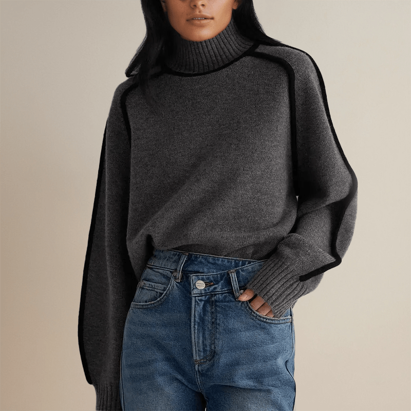 BELLA | Turtleneck jumper with ribbed trim - Liora Melbourne