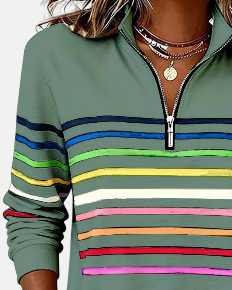 WREN | Zip sweatshirt with rainbow stripes - Liora Melbourne