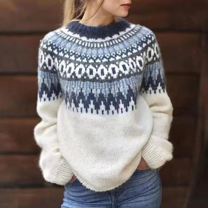 MAECEY | Icelandic knit jumper with patterned detail - Liora Melbourne