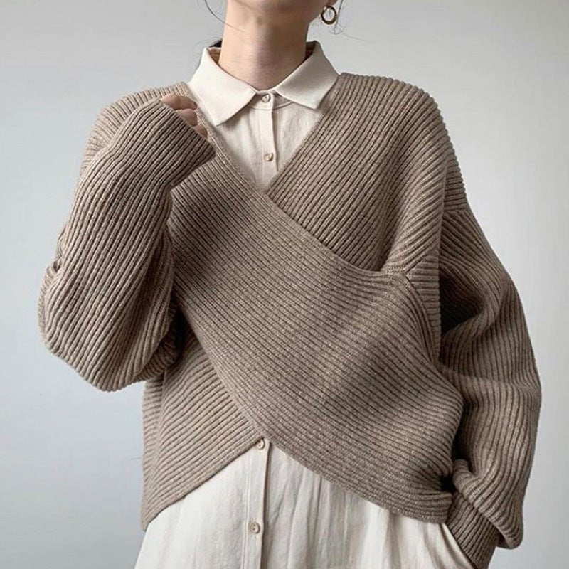 DIANA | Knit jumper with cross-over neckline - Liora Melbourne