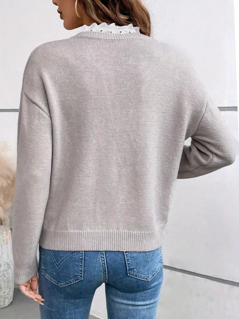 GRACE | Knitted jumper with lace collar - Liora Melbourne
