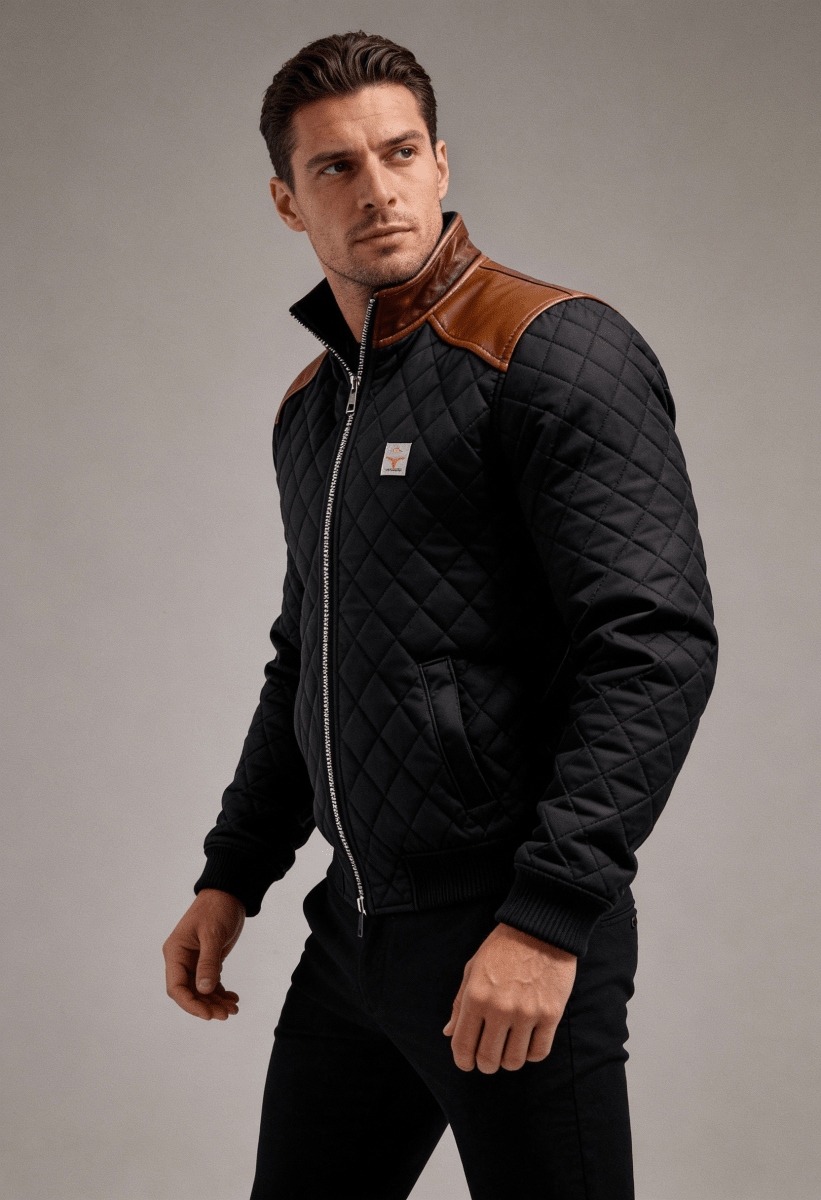 ADRIAN | Jacket with leather shoulders - Liora Melbourne