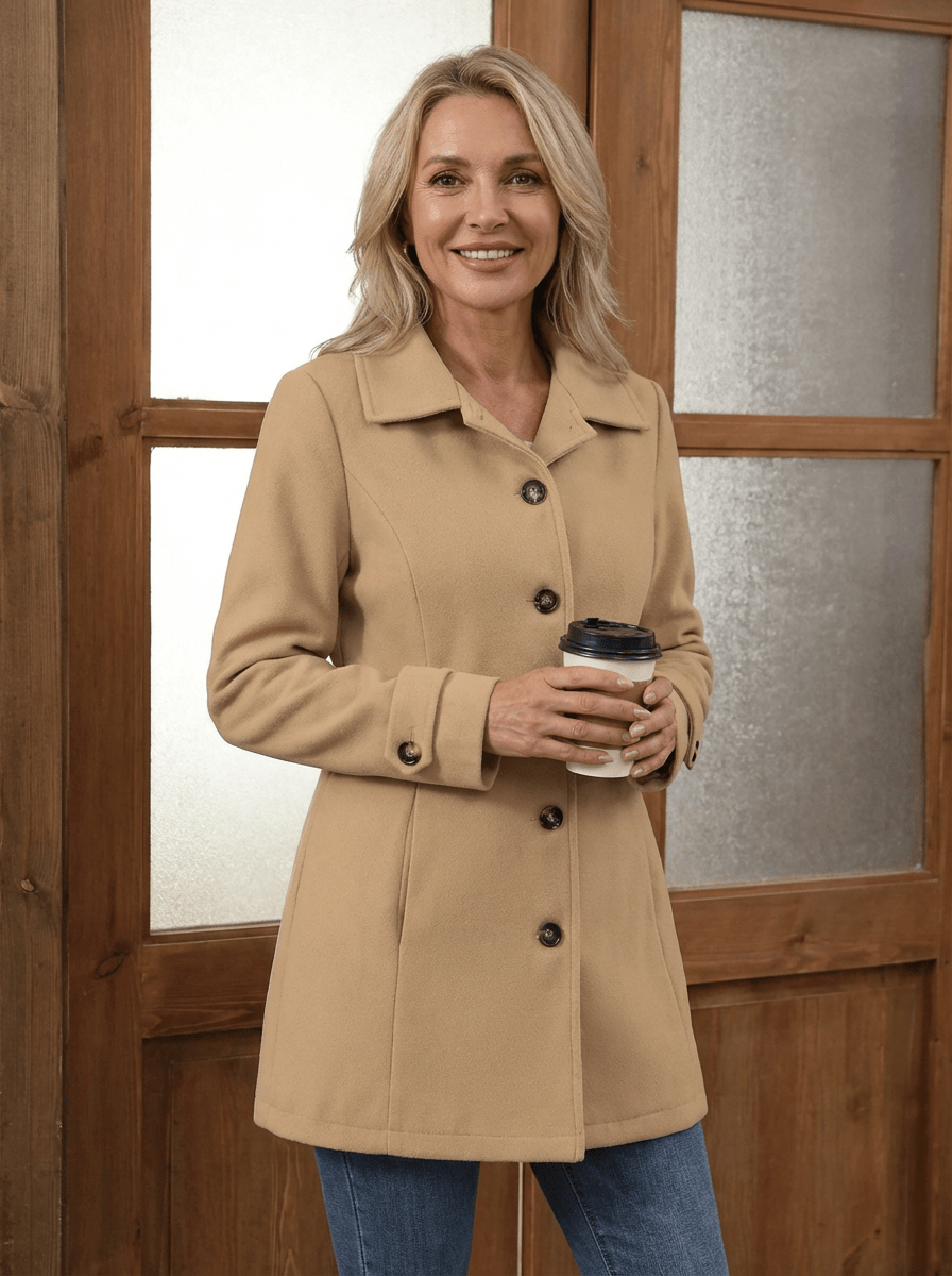 IRENE | Wool-blend coat with button front - Liora Melbourne