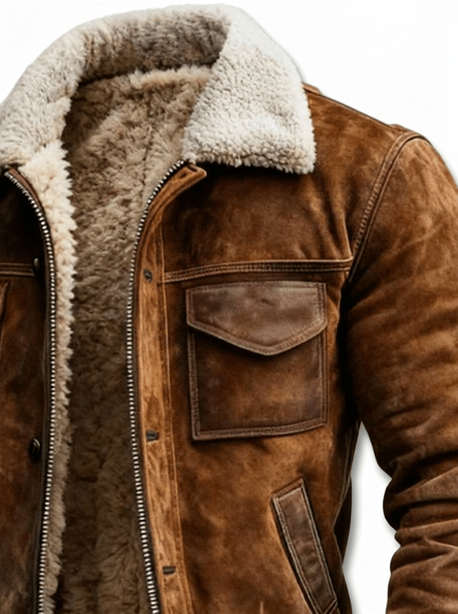 CALEB | Sherpa-lined leather jacket - Liora Melbourne