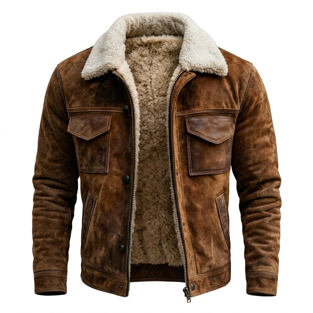 CALEB | Sherpa-lined leather jacket - Liora Melbourne