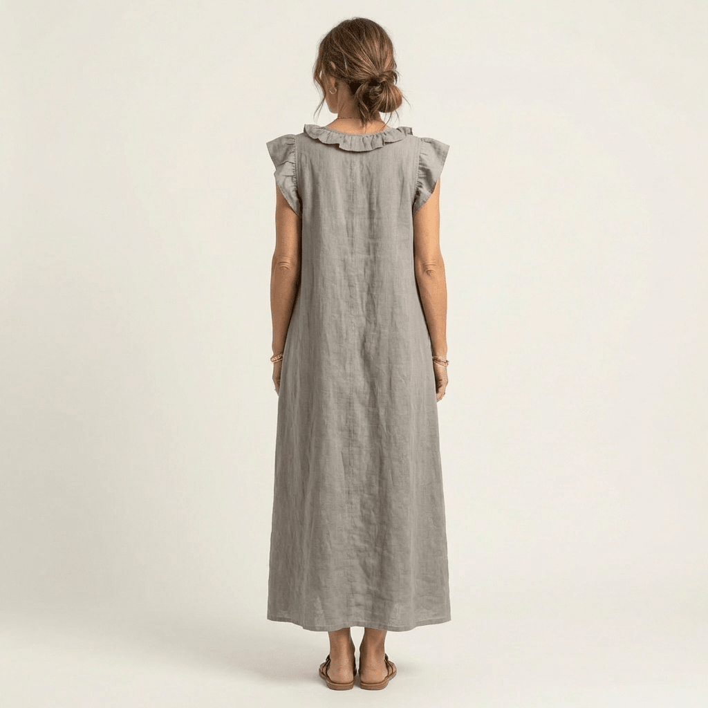 JOSETTE | Maxi dress with ruffle V-neck - Liora Melbourne