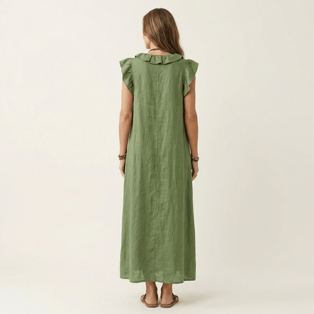JOSETTE | Maxi dress with ruffle V-neck - Liora Melbourne