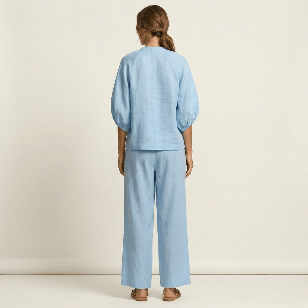 MARLOWE | Set with wide-leg trousers and puff sleeves - Liora Melbourne