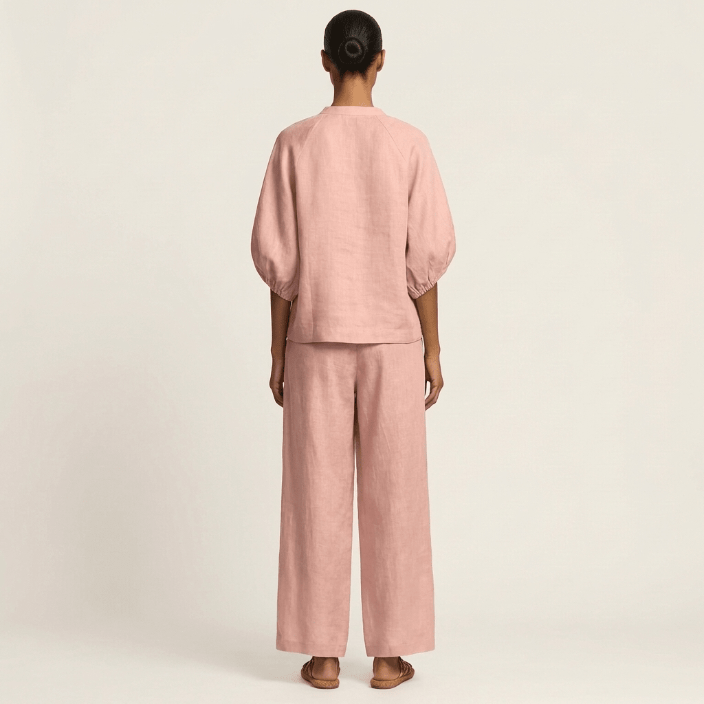 MARLOWE | Set with wide-leg trousers and puff sleeves - Liora Melbourne