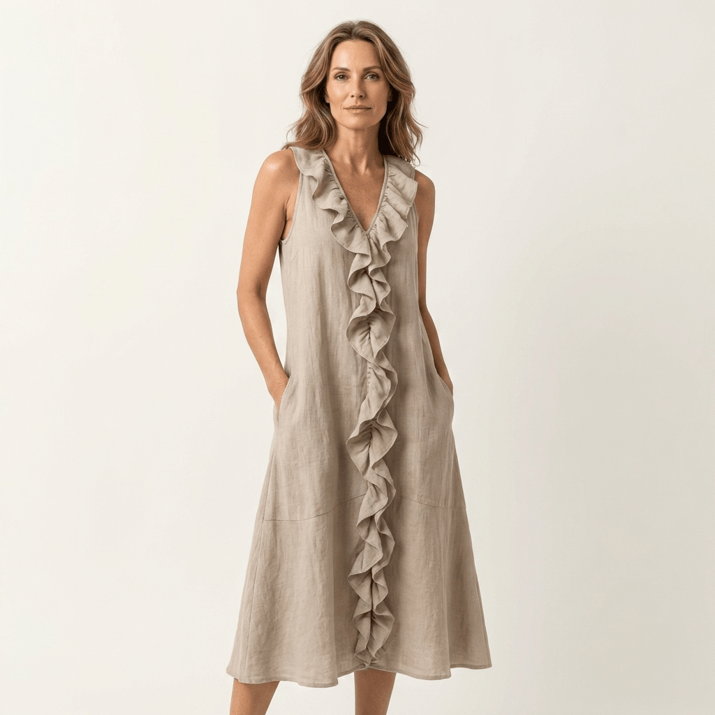VICKY | Maxi dress with front ruffle - Liora Melbourne