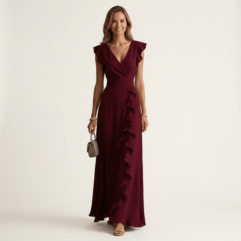 NELLYANA | Maxi dress with cascading ruffle - Liora Melbourne