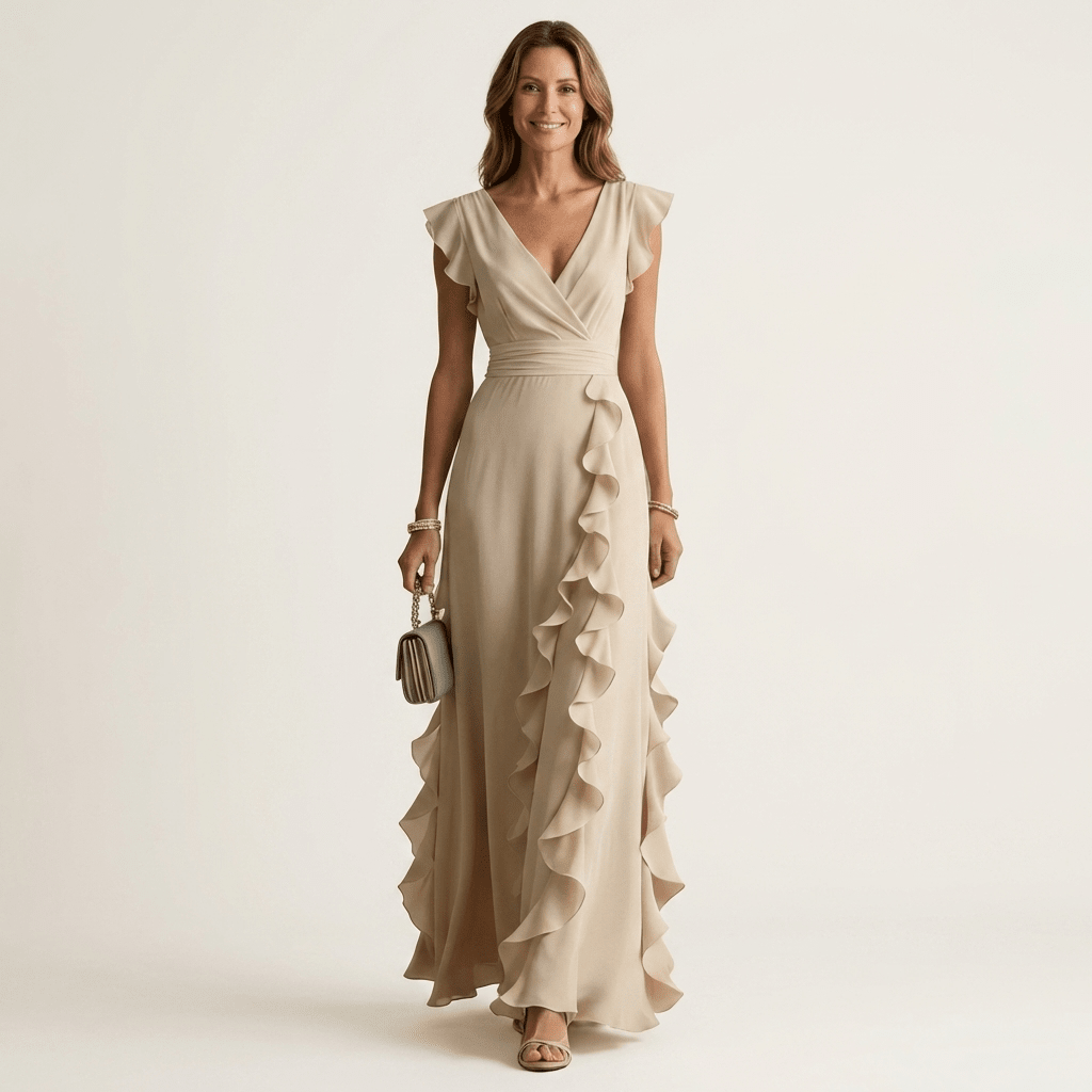 NELLYANA | Maxi dress with cascading ruffle - Liora Melbourne