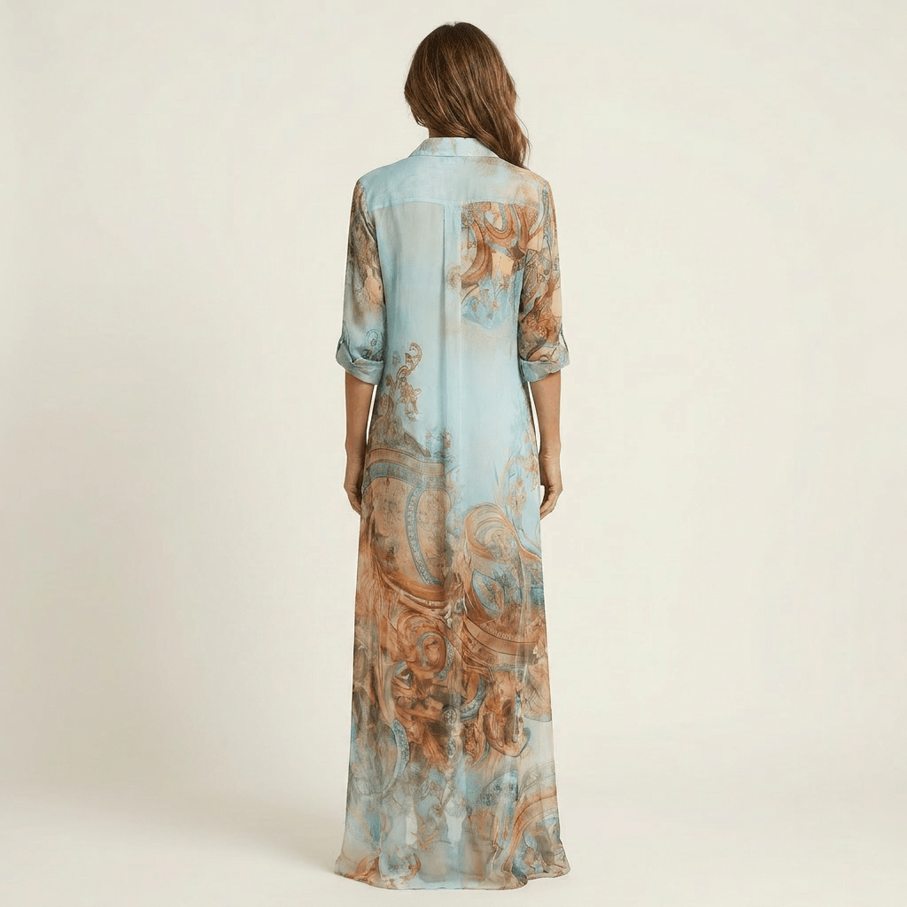 LANIE | Maxi shirt dress with baroque print - Liora Melbourne