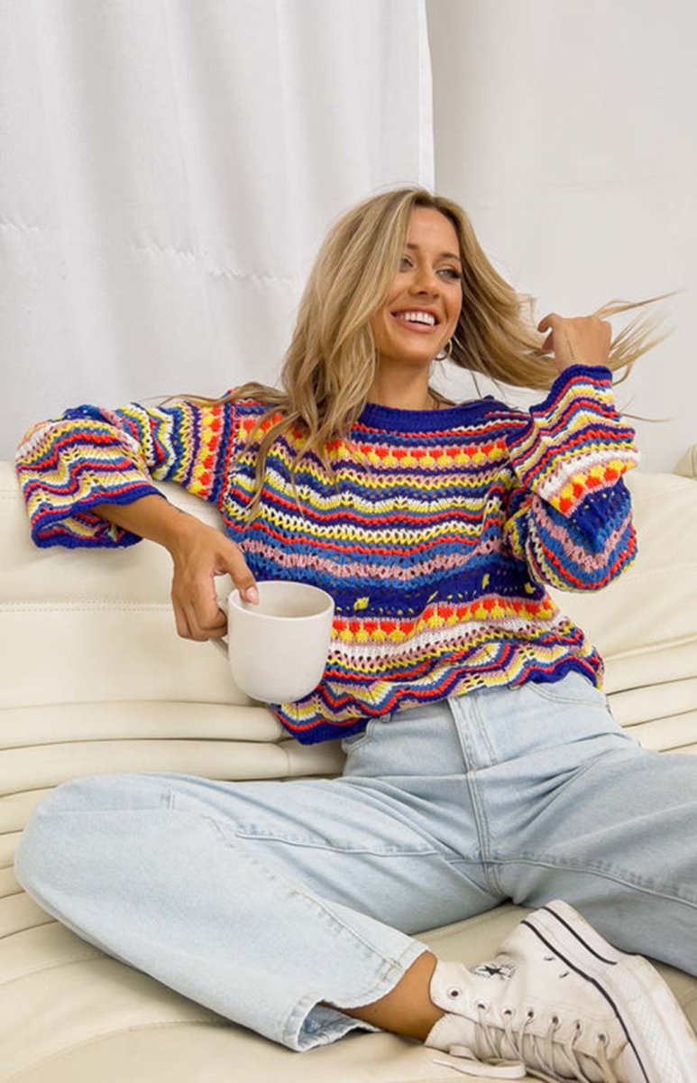 COLORPOP | Knitted jumper with colour-block detail - Liora Melbourne
