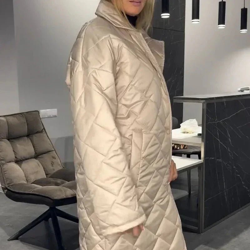 BRIAR | Long coat with diamond quilting - Liora Melbourne