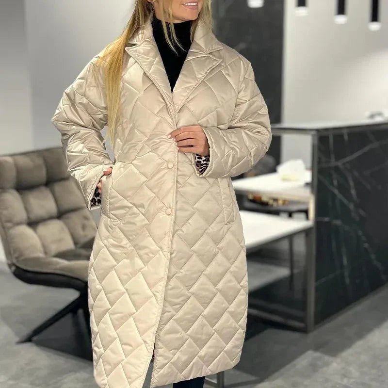 BRIAR | Long coat with diamond quilting - Liora Melbourne