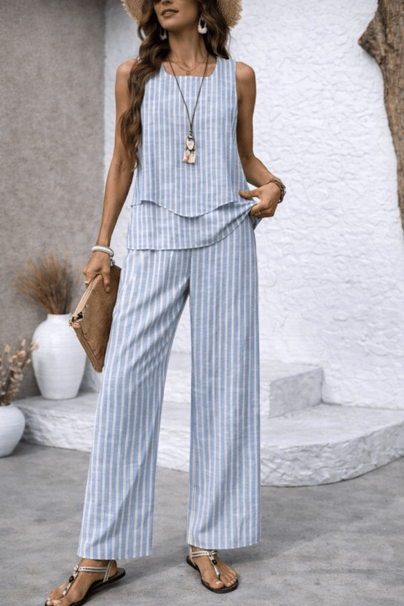 JOCELYN | Set with wide-leg striped pants - Liora Melbourne