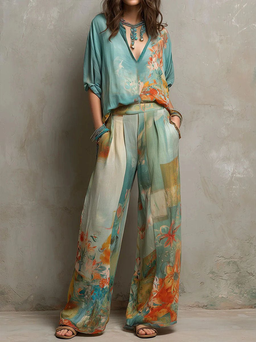 CHIARA | Set with wide-leg trousers - Liora Melbourne