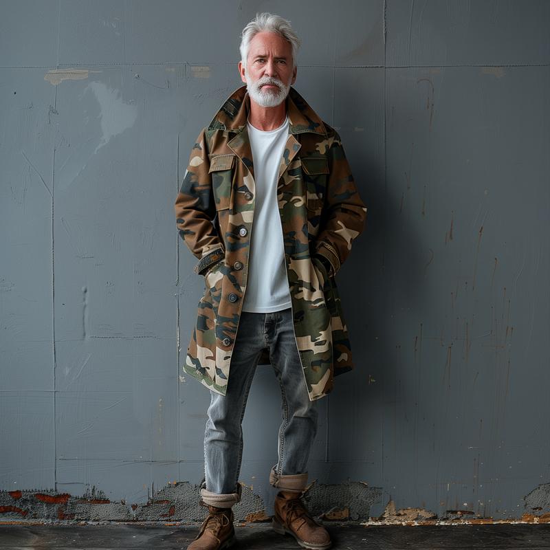 RONAN | Trench coat with camouflage print - Liora Melbourne