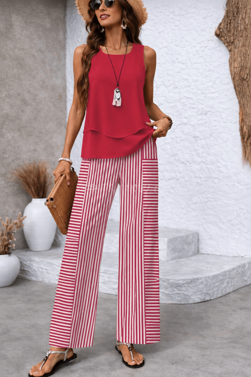 AMANI | Set with wide-leg striped pants - Liora Melbourne